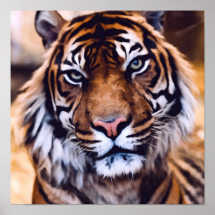 Beautiful Tiger Cat Face Painted Wildlife Poster