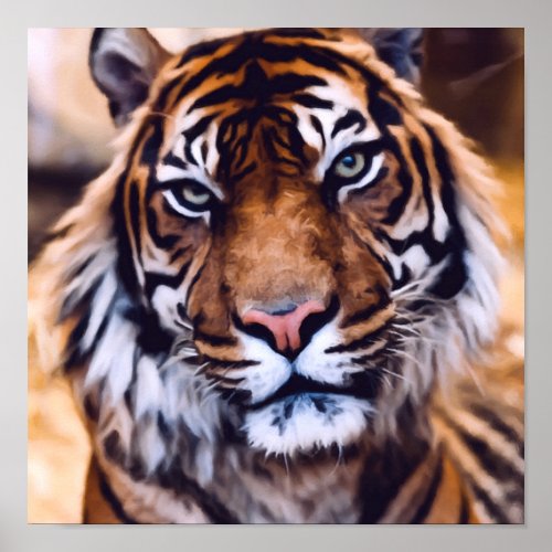 Beautiful Tiger Cat Face Painted Wildlife Poster