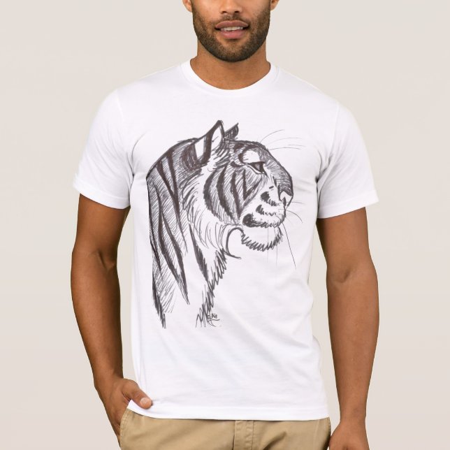 Beautiful Tiger Drawing T-Shirt (Front)