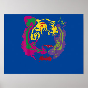Beautiful Tiger Face Rasta Colors Style Poster