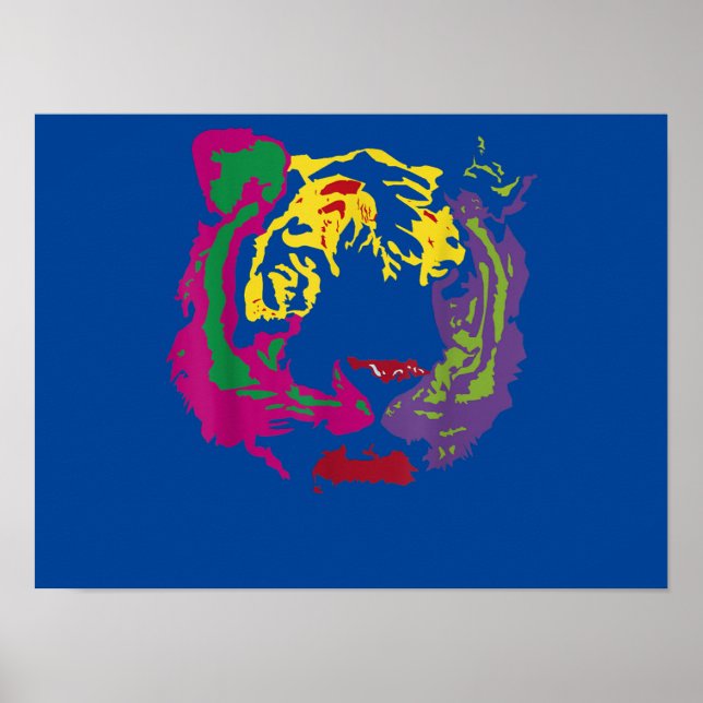 Beautiful Tiger Face Rasta Colors Style Poster (Front)
