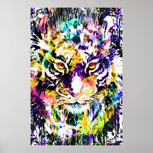 Beautiful Tiger Poster  Colorful Tiger Poster