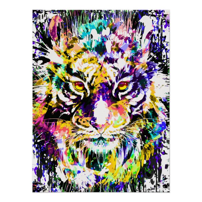 Beautiful Tiger Poster Glossy - Colorful Tiger (Front)