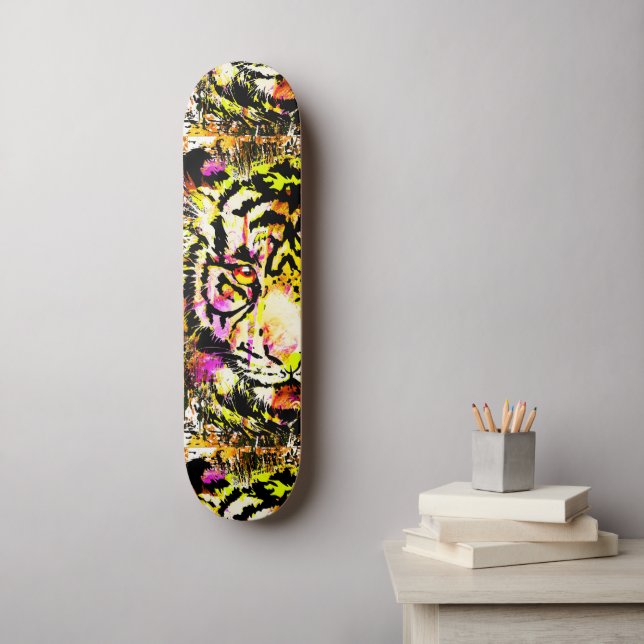 Beautiful Tiger Skateboard - Yellow Tiger Skate (Wall Art)