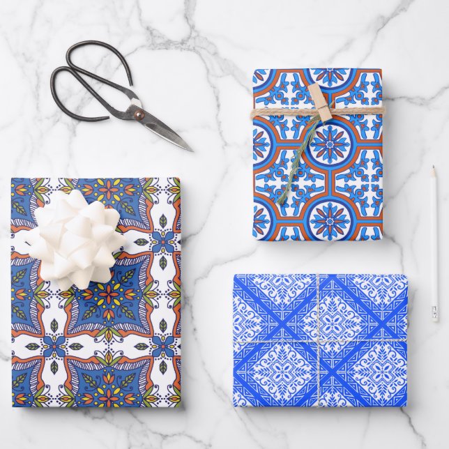 Beautiful Tile Designs Wrapping Paper Sheets (Front)
