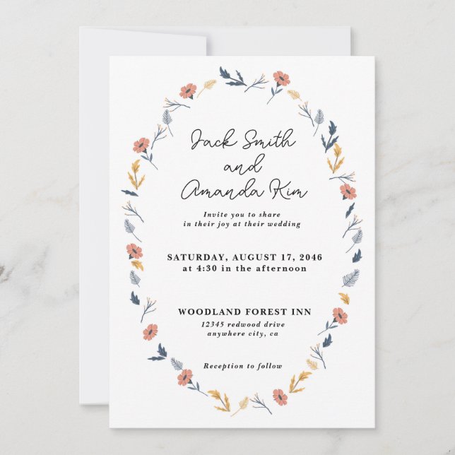 Beautiful Timeless Floral Wedding invitations (Front)