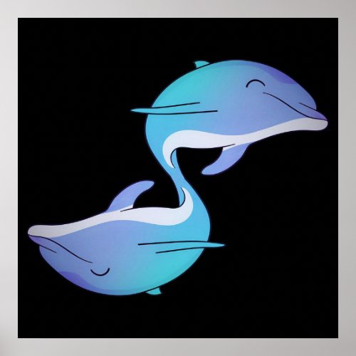 Beautiful tiny dolphin animal poster