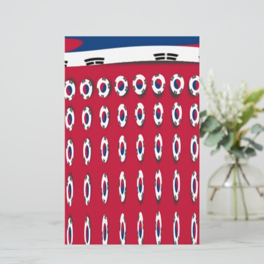 Beautiful Tiny Korean Flag Design A Red Base Print (Standing Front)