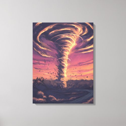 Beautiful tornado at the sunset canvas print