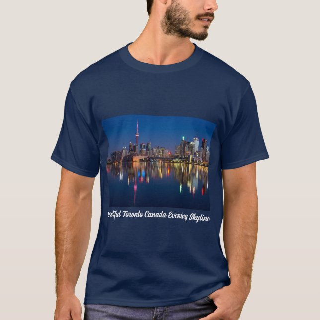 Beautiful Toronto Canada Evening Skyline T-Shirt (Front)
