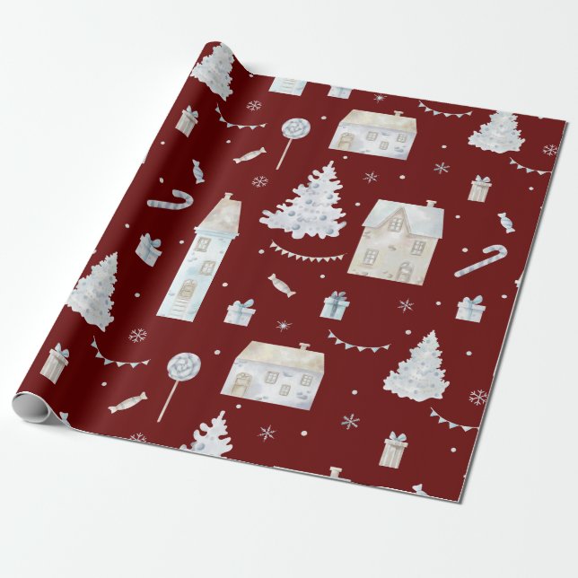 Beautiful Traditional Christmas Wrapping Paper (Unrolled)