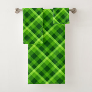 Beautiful Tree Green Plaid Bath Towel Set