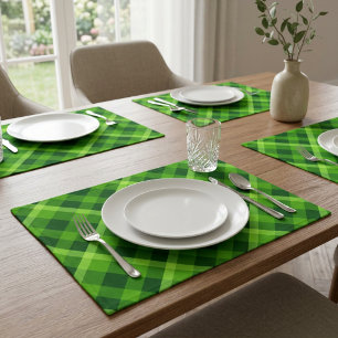 Beautiful Tree Green Plaid Cloth Placemat