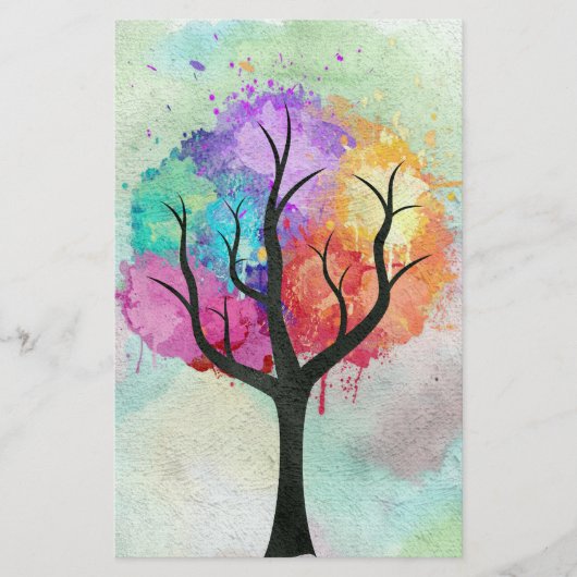 Beautiful Tree Pastel Colors Abstract Oil Painting (Front)