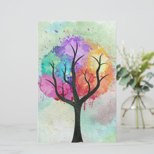 Beautiful Tree Pastel Colors Abstract Oil Painting (Standing Front)