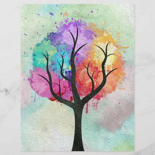beautiful Tree Pastel Colors Abstract Oil Painting (Back)