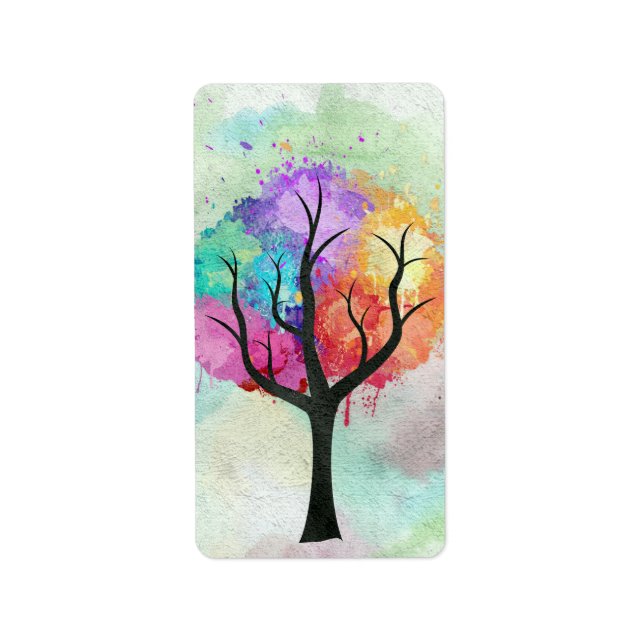beautiful Tree Pastel Colors Abstract Oil Painting Label (Front)