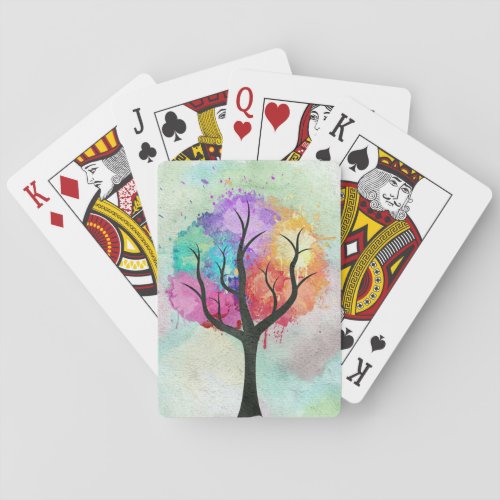 Beautiful Tree Pastel Colors Abstract Oil Painting Playing Cards