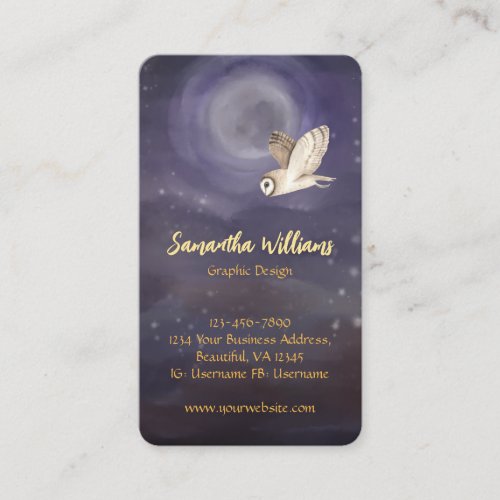 Beautiful Tree with Lanterns Moon and Owl Business Card