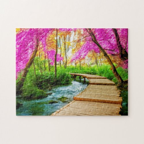 Beautiful Trees Boardwalk Plitvice Lakes Croatia Jigsaw Puzzle