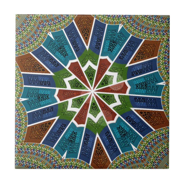 Beautiful Trendy Asian Textile Design Art Print Ceramic Tile (Front)