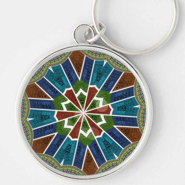 Beautiful Trendy Asian Textile Design Art Print Keychain (Front)