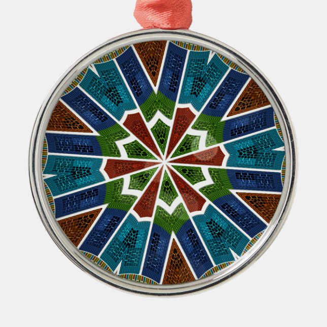 Beautiful Trendy Asian Textile Design Art Print Metal Ornament (Front)