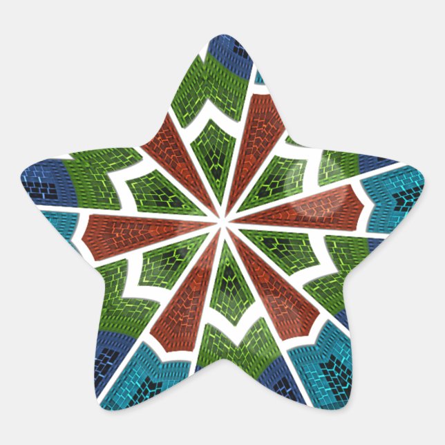 Beautiful Trendy Asian Textile Design Art Print Star Sticker (Front)