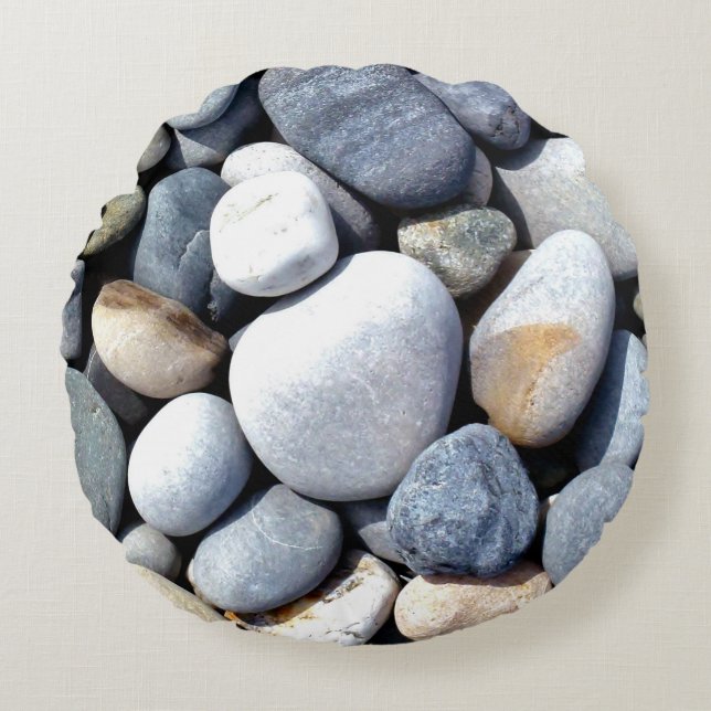 Beautiful Trendy Colored Natural Pebble Photo Round Pillow (Front)
