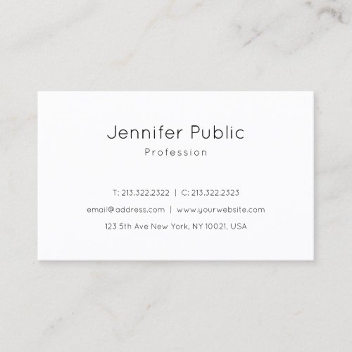 Beautiful Trendy Elegant Modern Design Sleek Plain Business Card