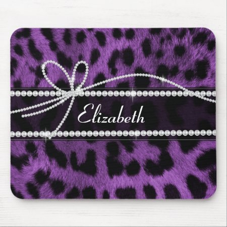 Beautiful Trendy Faux Purple Leopard Animal Print Mouse Pad