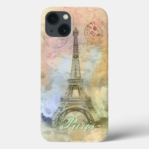 Beautiful trendy girly vintage Eiffel Tower France iPhone 13 Case