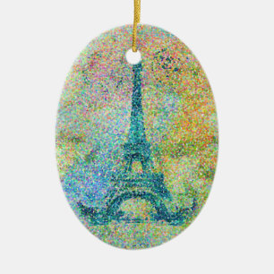 Beautiful trendy girly vintage Eiffel Tower France Ceramic Ornament