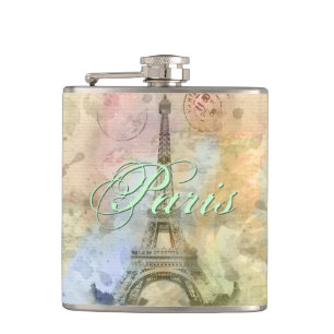 Beautiful trendy girly vintage Eiffel Tower France Flask