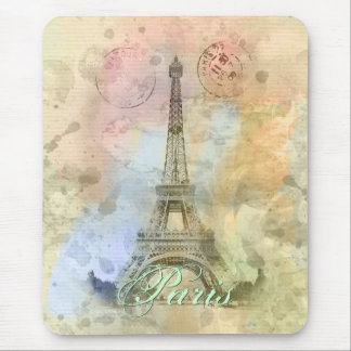 Beautiful trendy girly vintage Eiffel Tower France Mouse Pad