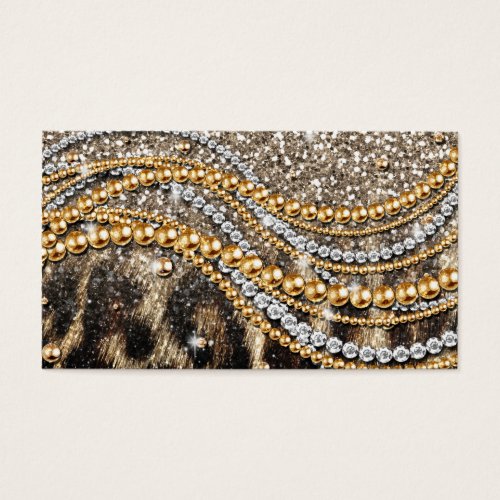 Beautiful trendy leopard faux animal print business card template