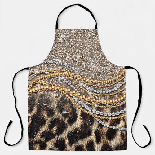 Beautiful trendy leopard faux animal print apron