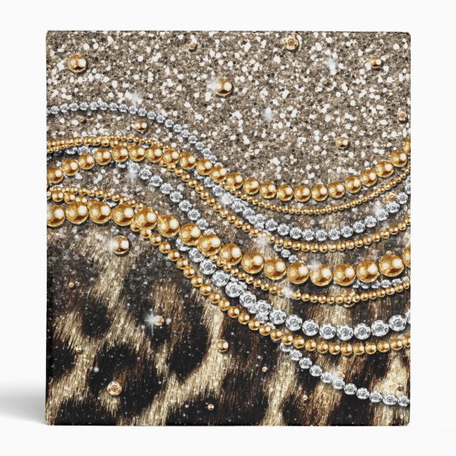 Beautiful Trendy Leopard Faux Animal Print Binder (Front)