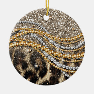 Beautiful Trendy Leopard Faux Animal Print Ceramic Ornament