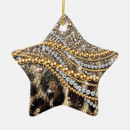 Beautiful Trendy Leopard Faux Animal Print Ceramic Ornament