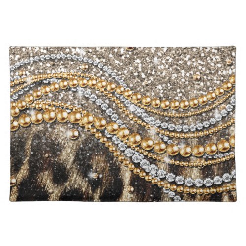 Beautiful Trendy Leopard Faux Animal Print Cloth Placemat