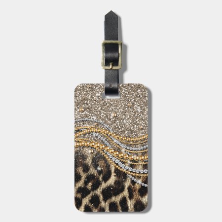 Beautiful Trendy Leopard Faux Animal Print Luggage Tag