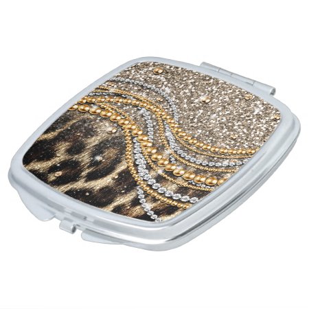 Beautiful Trendy Leopard Faux Animal Print Makeup Mirror
