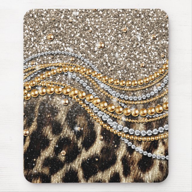 Beautiful Trendy Leopard Faux Animal Print Mouse Pad (Front)