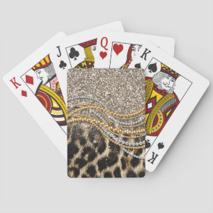 Beautiful Trendy Leopard Faux Animal Print Poker Cards