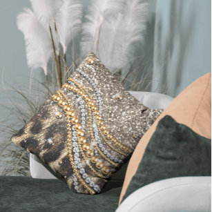 Beautiful trendy leopard faux animal print throw pillow