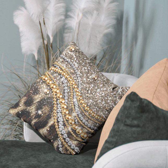Beautiful Trendy Leopard Faux Animal Print Throw Pillow (Creator Uploaded)