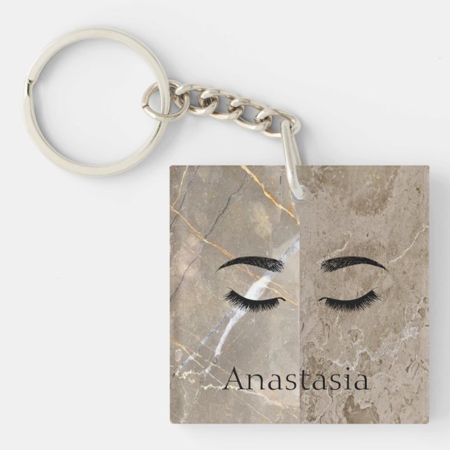 Beautiful Trendy Marble, Eyes  Keychain (Front)