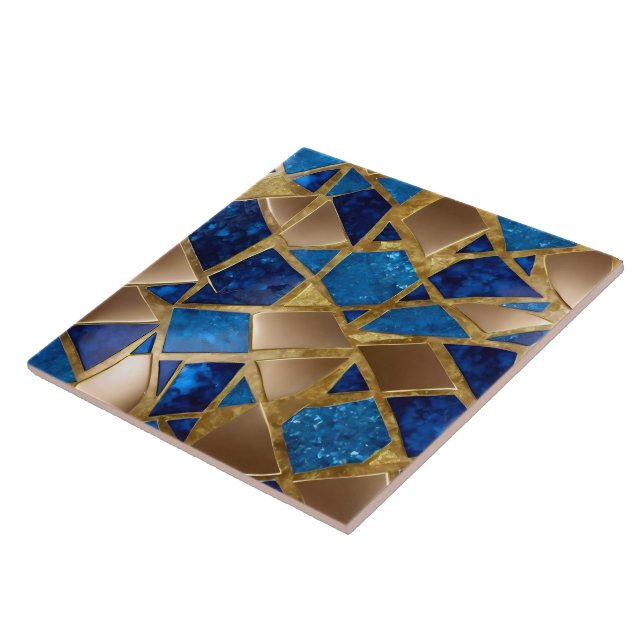 Beautiful Trendy Ocean Blue Gold Collection Ceramic Tile (Side)