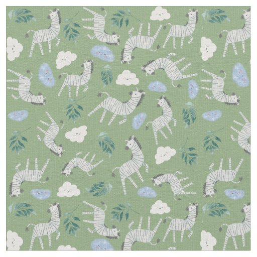 Beautiful trendy safari animals jungle sage green  fabric